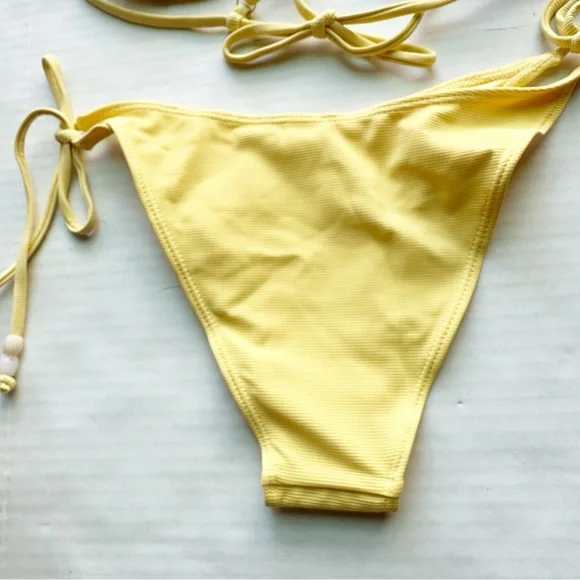 Wilo New Beaded 2 Piece Triangular Bikini in Butter Yellow NWT - Picture 11 of 16